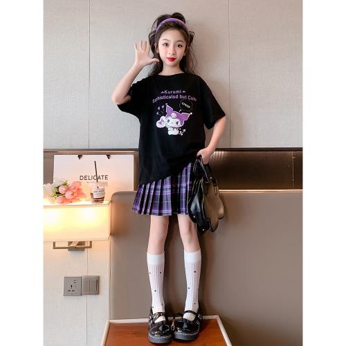 兒童裝衣服女童時尚套裝洋氣時髦半身裙子JK短袖T恤霸氣網紅童裝