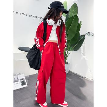 兒童爵士舞秋裝2023女童嘻哈短款時尚街舞服網紅小女孩走秀潮服