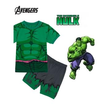 夏季新款短袖兒童綠巨人浩克扮演服萬聖節漫威英雄Hulk cos表演服