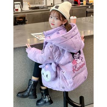 兒童庫洛米外套小女孩紫色羽絨服