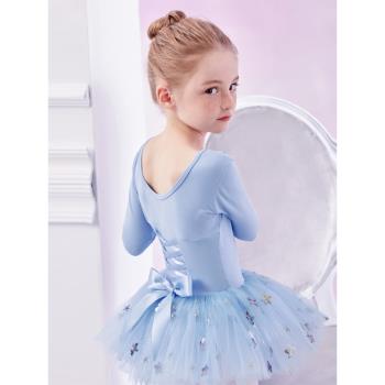 舞蹈服兒童女秋冬季長袖中國舞練功服女孩連體跳舞衣女童芭蕾舞裙