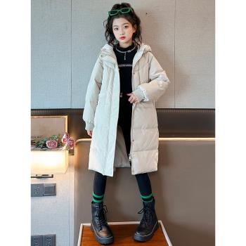 女童棉服冬裝2023新款韓版洋氣冬季加厚中大兒童中長款羽絨棉衣潮