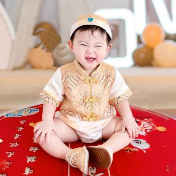 夏季女嬰兒滿月中式薄款周歲禮服