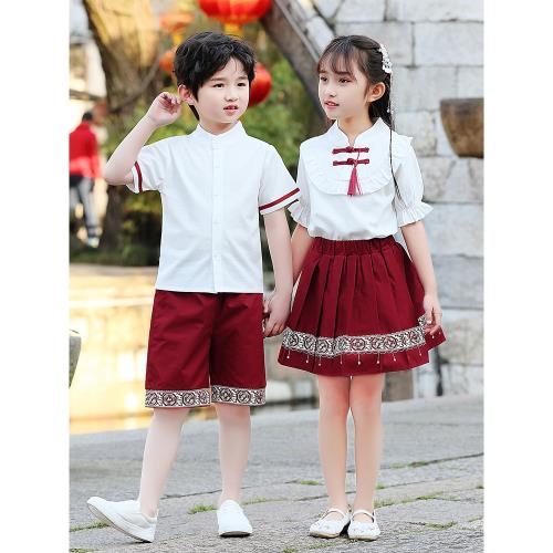 六一幼兒園園服中國風兒童漢服小學生朗誦合唱演出服男童女童古裝