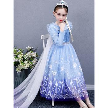 冰雪奇緣愛莎公主裙女童夏裝新款洋氣裙子生日禮服兒童夏季連衣裙