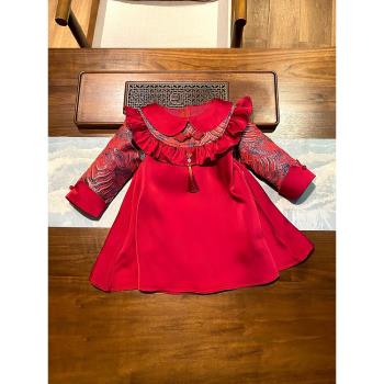 女寶寶秋冬中國風旗袍公主裙禮服