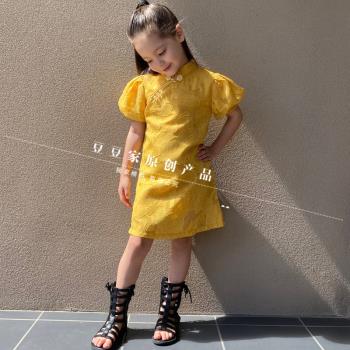 泡泡袖復古小孩時尚親子兒童旗袍