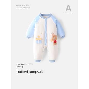 寶寶秋冬衣服加厚新生兒夾棉連體衣保暖棉服冬天超萌外出服嬰幼童
