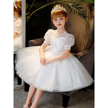 女童禮服兒童生日高階公主裙花童婚紗小女孩主持人鋼琴演出服夏季