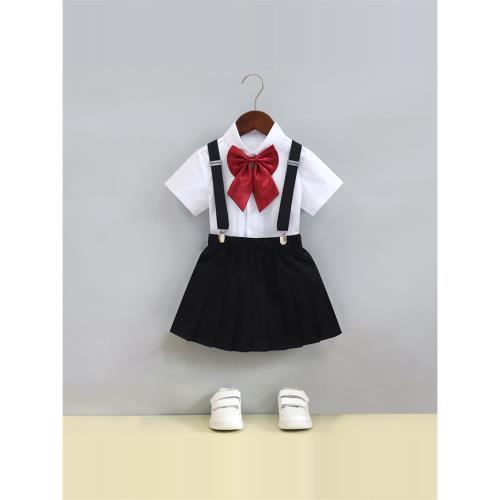 兒童禮服男童女童短袖背帶褲西服花童六一大合唱鋼琴演出服夏季
