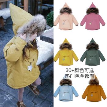 ins北歐mat兒童防風防水加厚棉服精靈尖連帽羽絨服戶外寶寶外套