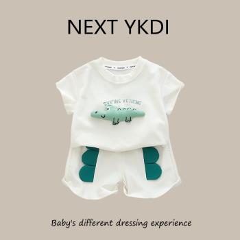 英國NEXT春夏季嬰兒套裝衣服男童立體印花寶寶短褲韓版兩件套