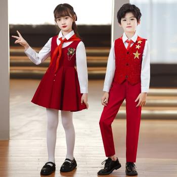 元旦兒童合唱演出服中小學生男女童禮服演講比賽詩歌朗誦表演服裝