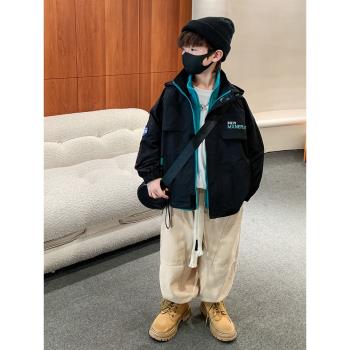 男童外套春秋款2024新款兒童沖鋒衣三合一可拆卸秋裝中大童男孩潮