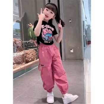 女童闊腿褲夏季2024新款兒童夏天寬松休閑褲網紅女中大童夏裝褲子