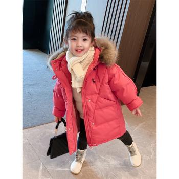 英國女童中長款韓版冬裝羽絨服
