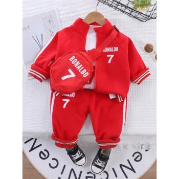 兒童衣服春秋裝新款套裝1一5歲男女寶寶運動服休閑時尚三件套童裝