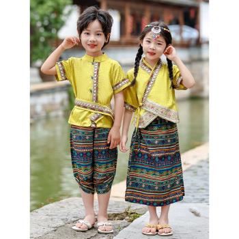 傣族服裝兒童女少數民族衣服女寶寶度假西雙版納六一兒童節演出服