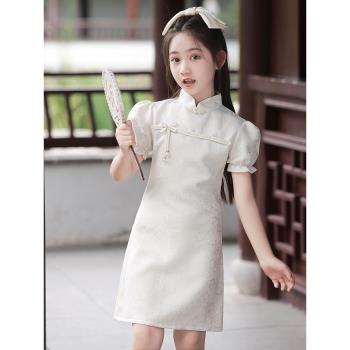 法式輕奢優雅禮服裙泡泡袖小旗袍