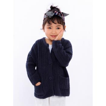 半邊絨兒童家居服上衣開衫珊瑚絨睡衣法蘭絨外套男女童春秋冬季