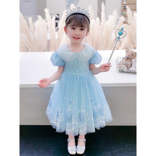 女童夏季新款2025洋氣夏裝純棉薄款生日發光愛莎公主裙子連衣裙夏