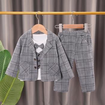男童洋氣西裝套裝男寶寶小西服兒童禮服1一3周歲小童秋裝2022新款