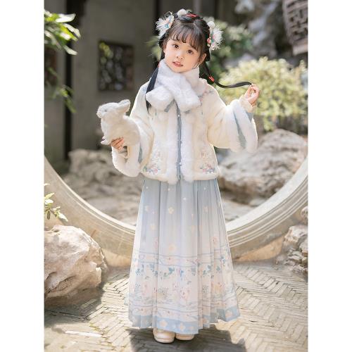漢服女童冬季國風加厚馬面裙套裝冬款2026新款兒童唐裝拜年服秋冬
