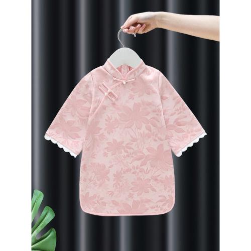 漢服女童連衣裙春裝中國風兒童唐裝古裝春秋公主裙寶寶周歲旗袍裙