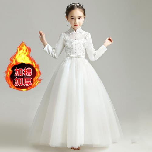 兒童晚禮服高端女童婚紗公主裙花童小女孩主持人鋼琴演出服秋冬季