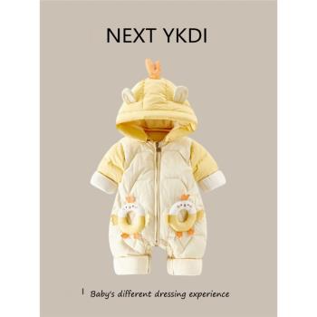 英國NEXT冬季嬰兒羽絨連體衣服百天男女寶寶外出滑雪服拜年爬服厚