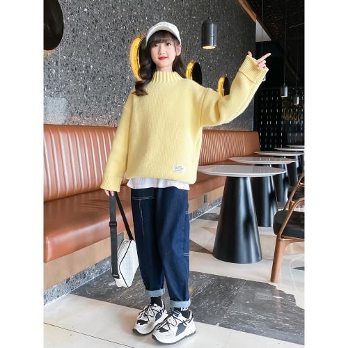 女童毛衣秋冬季加絨加厚打底衫大兒童女孩針織秋冬裝2025新款洋氣