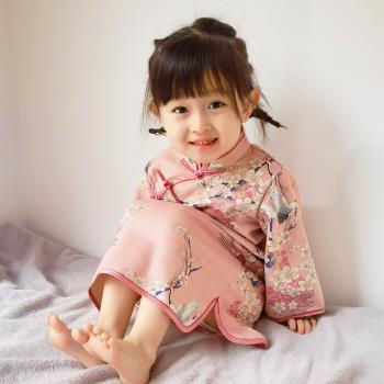 女童秋冬季民國加絨旗袍裙漢服