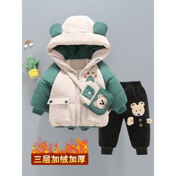 一歲加厚嬰兒冬季小男童羽絨棉衣