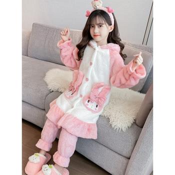 珊瑚絨秋冬季加厚款大童家居服
