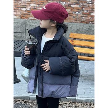 女童羽絨服冬季短款韓版加厚女大童潮牌洋氣漸變色白鴨絨冬裝外套