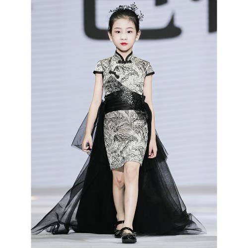 兒童禮服女童旗袍裙中國風少兒模特走秀2025新款小女孩國潮演出服
