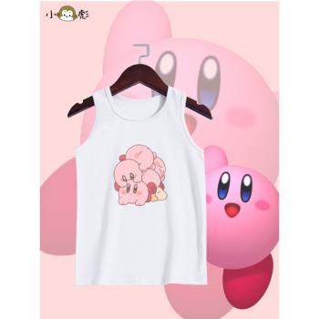 星之卡比switch遊戲Kirby任天堂無袖t恤衫男女兒童裝學生純棉背心