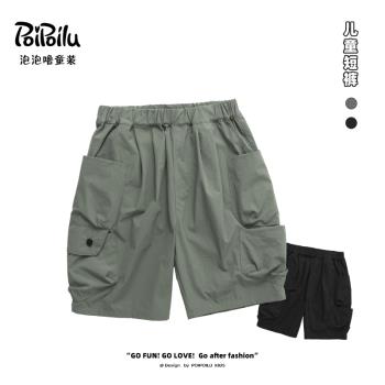 泡泡嚕童裝2023新款兒童短褲中褲軍綠五分褲夏季童韓版男童洋氣