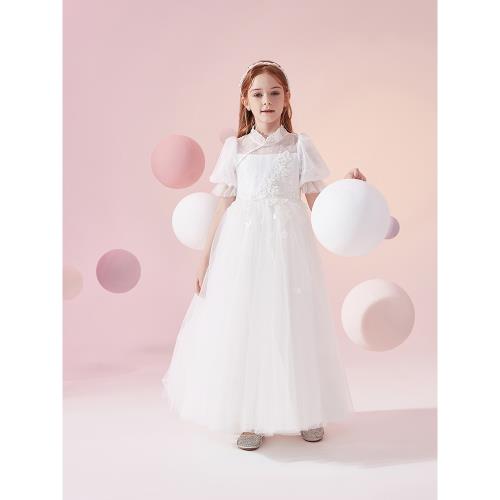 高端原創白色女童公主裙輕奢小眾長裙生日禮服鋼琴主持演出服春夏