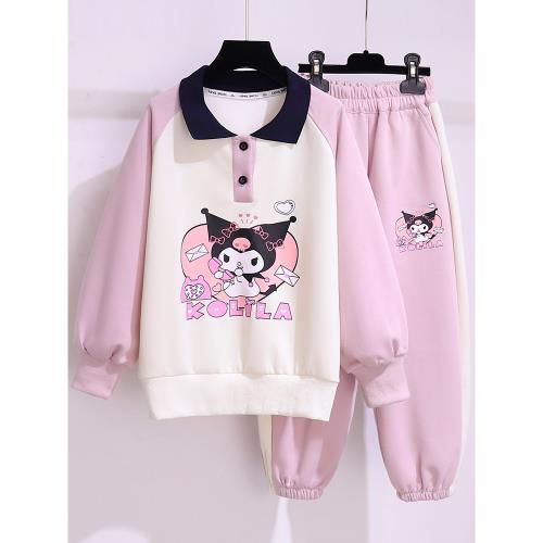 女童套裝秋裝2024新款兒童洋氣女孩春秋款網紅庫洛米運動服兩件套