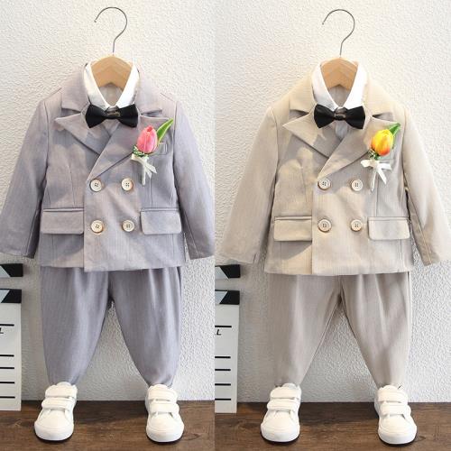 兒童西裝套裝花童婚禮服男童英倫西服小男孩外套中大童鋼琴演出服