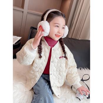 女童夾棉棒球服加厚外套時髦冬裝寶寶薄款棉衣兒童秋冬季洋氣上衣