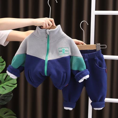 男童冬季衛衣套裝1一2-3歲半寶寶冬裝兩件套兒童加絨小童男孩衣服