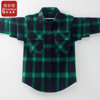 純棉加厚格子秋冬洋氣男孩襯衫