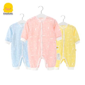 黃色小鴨純棉夏季卡通嬰兒連體衣