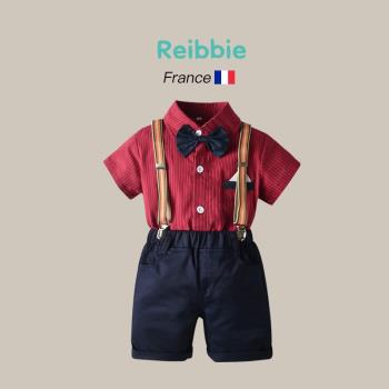 法國Reibbie周歲禮服男寶寶夏天嬰幼兒男小童一週歲西裝生日套裝
