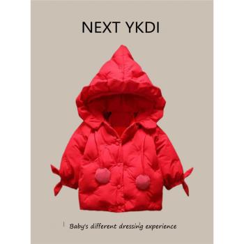 英國NEXT冬季嬰兒羽絨棉服女寶寶棉衣周歲拜年服兒童喜慶棉襖外套