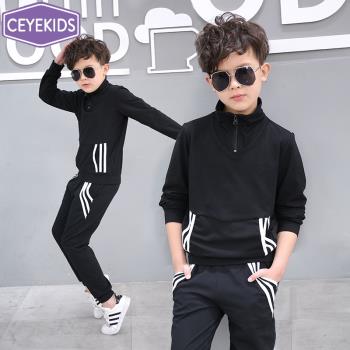 兒童舞蹈服男童秋季中國舞走秀服嘻哈新潮中國舞街舞舞服黑色套裝
