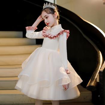 春夏款長袖兒童禮服小女孩學生鋼琴比賽洋氣大合唱朗誦演出服生日