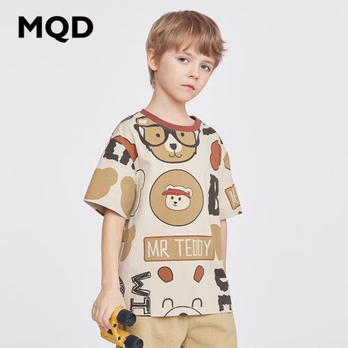MQD童裝男童T恤夏季2024兒童中大童春秋純棉百搭打底衫潮
